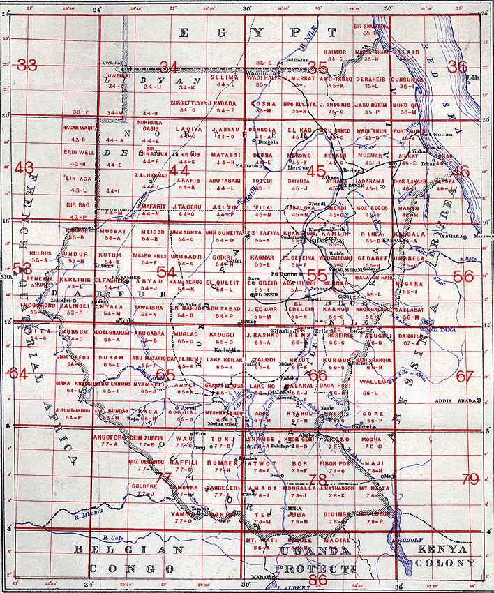 Keysheet to Sudan 1:250000 map series